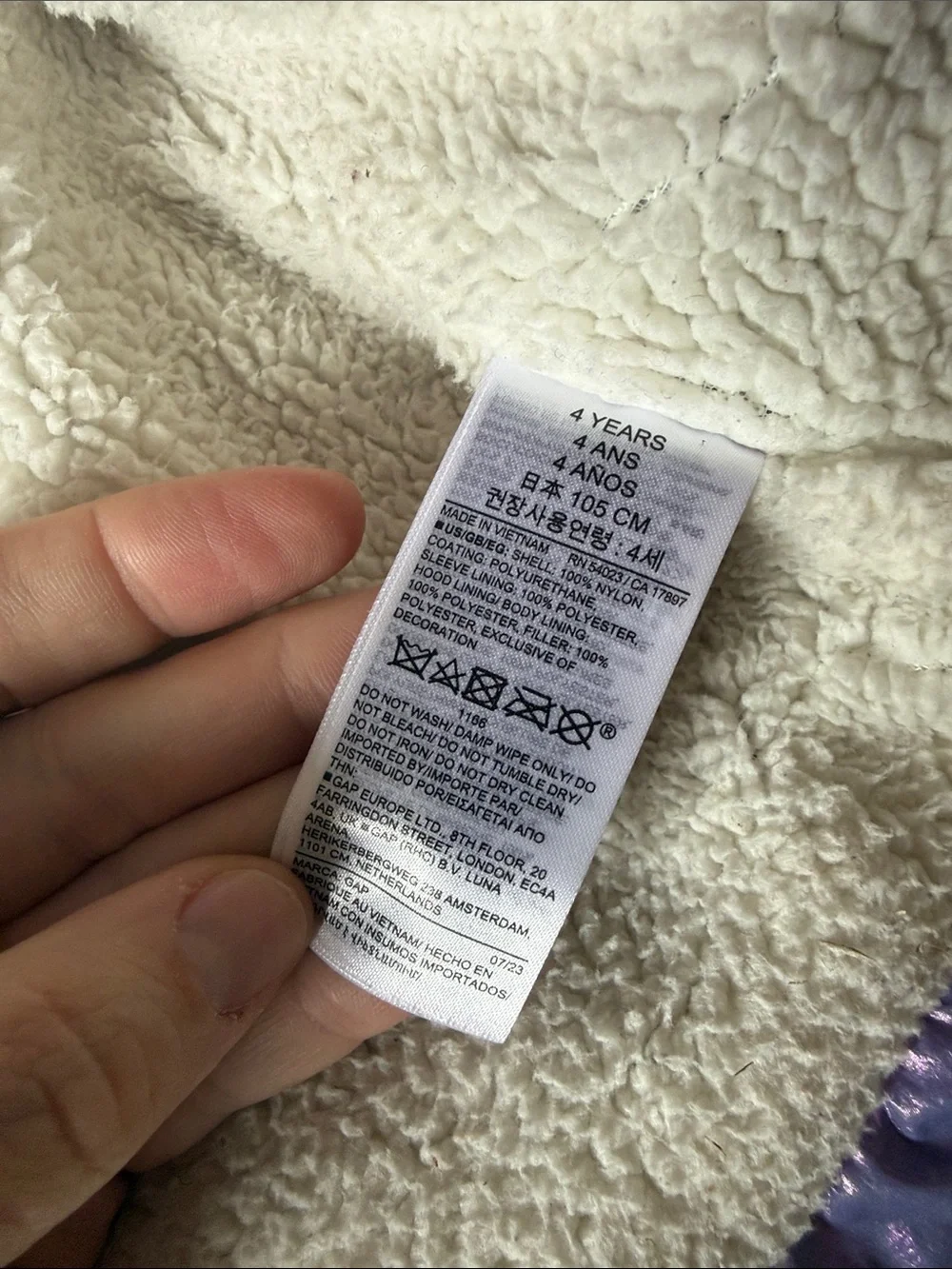 GAP Iridescent Lavender Hooded Puffer